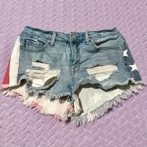 Mossimo Supply Co. American Flag style Distressed Jean Shorts